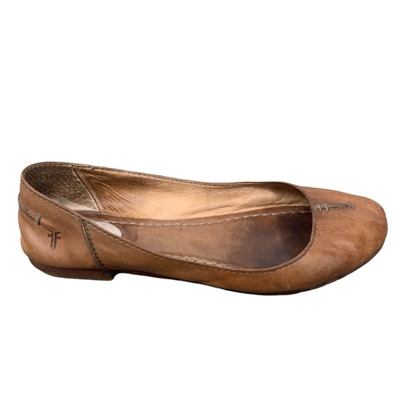 Frye Women's Carson Ballet Leather Flats in Tan Brown Size 8M - Picture 3 of 11